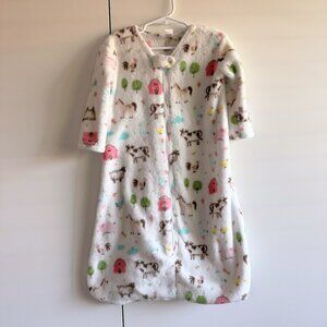 Hudson Baby 6-12M Long Sleeve Sleep Sack Fleece Farm Animal Barn Print